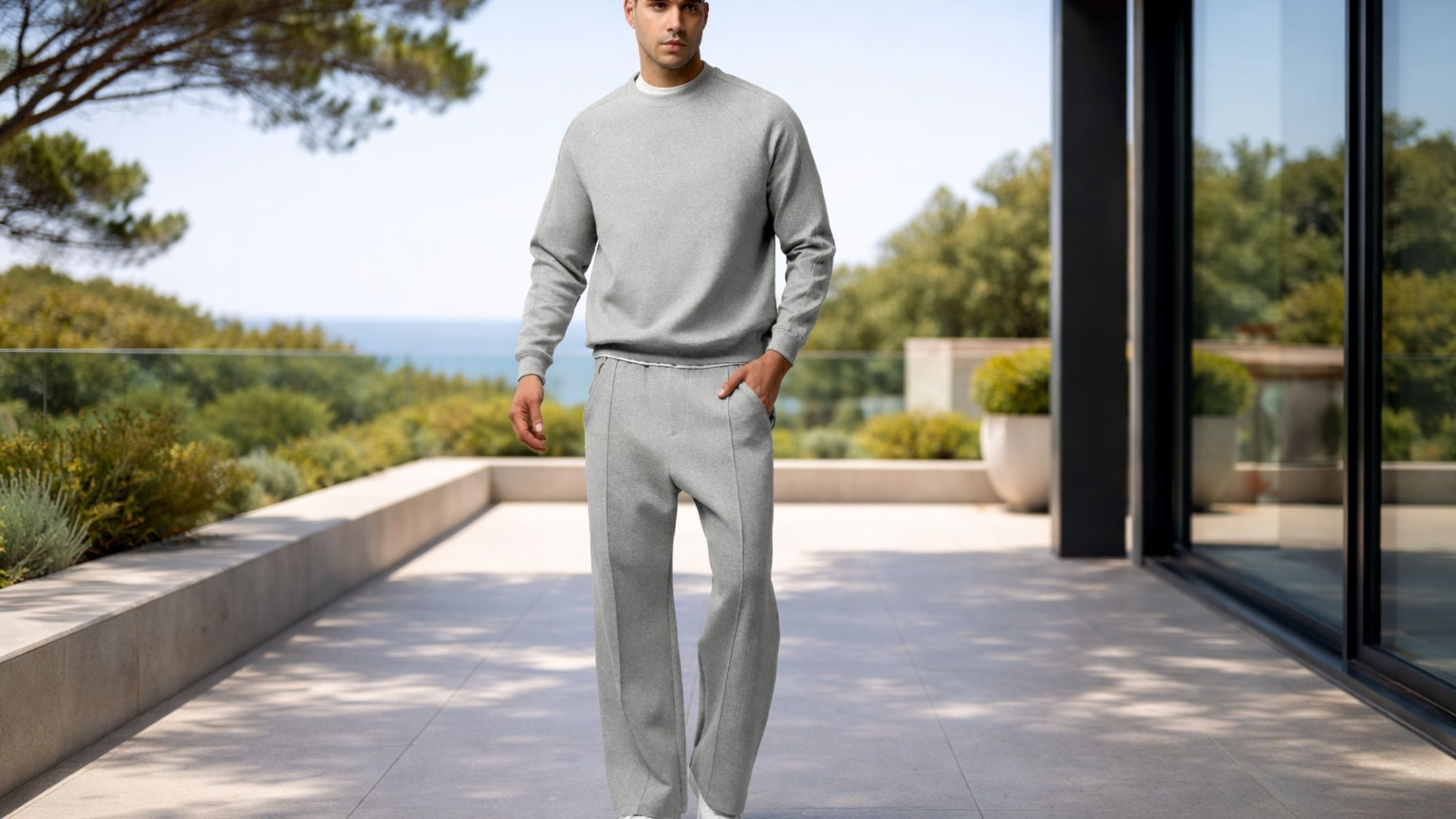 Pantalones de chándal para hombre de pierna abierta