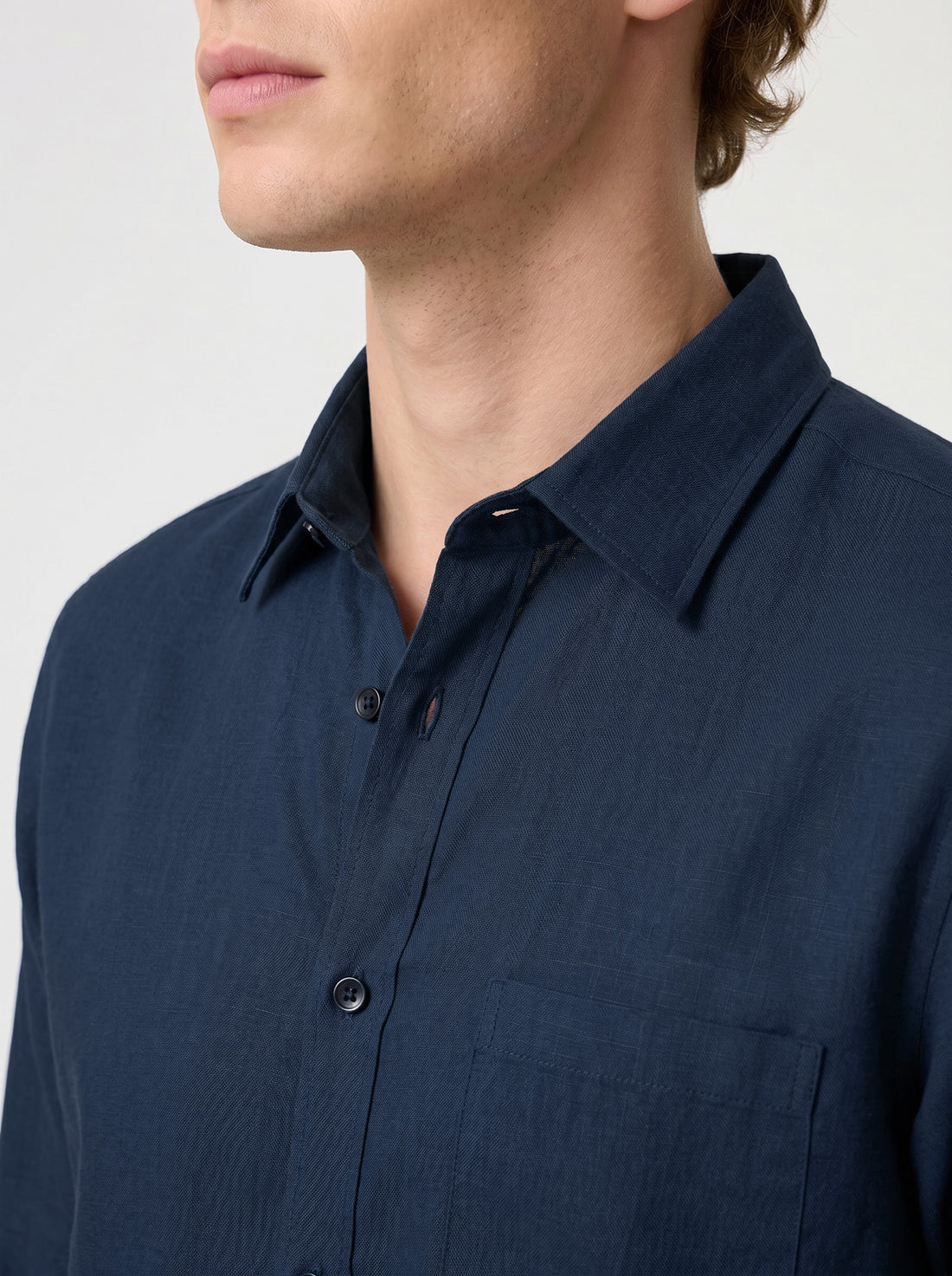 Leisure Linen Long Sleeve Pocket Shirt