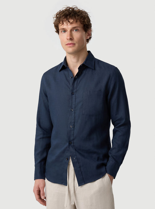 Leisure Linen Long Sleeve Pocket Shirt