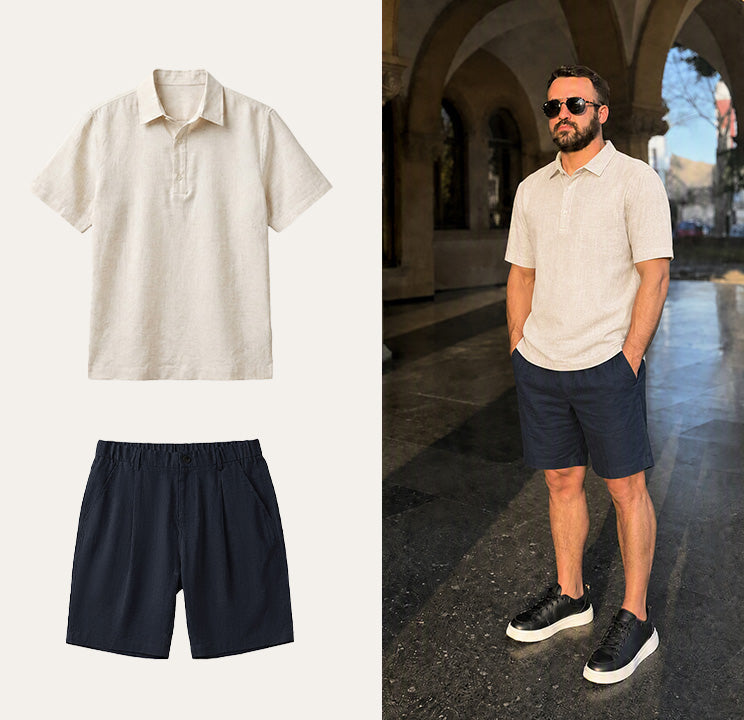 Short Sleeve Polo + Shorts 8"