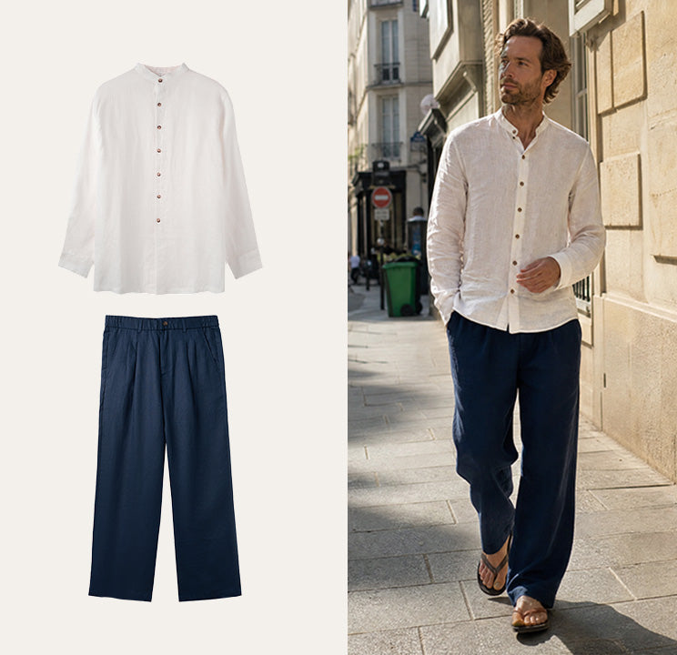 Stand Collar Shirt + Trousers
