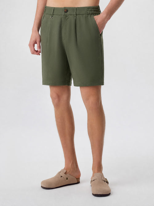 Leisure 100% Linen Straight-Leg Shorts 8"
