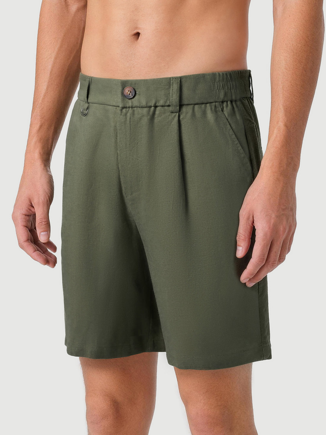 Leisure 100% Linen Straight-Leg Shorts 8"